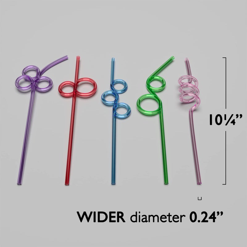 Fiesta First 20 Premium Long Crazy Silly Straws Assorted, Twisty Twirly Fun Colorful Party Spiral Drinking Straws, Recyclable Plastic BPA Free Reusable, Loop Curly Swirly - Image 2